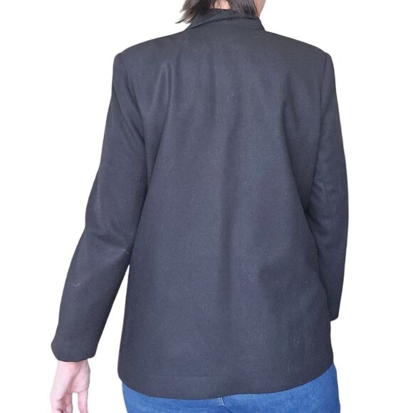 Sag Harbor Single Breast Black Blazer 100% Wool Women Size 14 Petite Suit Jacket - Picture 3 of 10